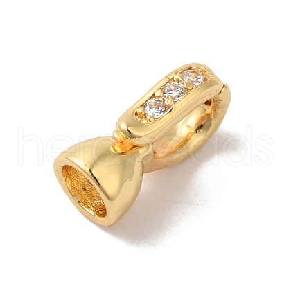 Brass Micro Pave Clear Cubic Zirconia Fold Over Clasps KK-H483-08G-1