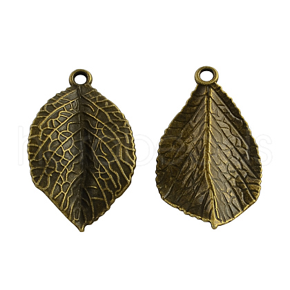 Tibetan Style Alloy Leaf Pendants X-TIBEP-Q035-86AB-NR-1