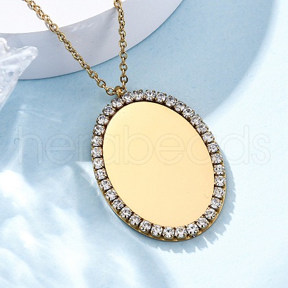 304 Stainless Steel Micro Pave Cubic Zirconia Pendant Necklaces for Women NJEW-Z065-08G-03-1