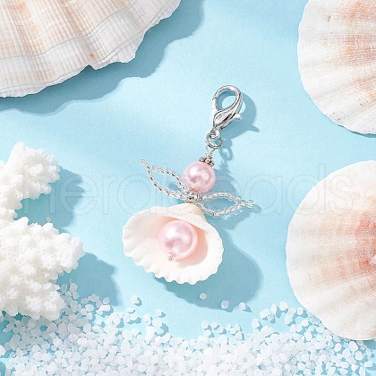 Angel Clam Shell Pendant Decoration HJEW-MZ00246-01-1