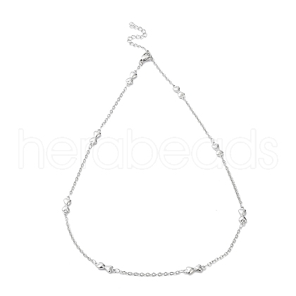 304 Stainless Steel Bowknot Link Chain Necklace NJEW-K249-07P-1