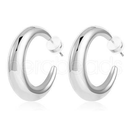 Crescent Moon Chunky Stud Earrings Half Hoop Earrings Open Oval Drop Earrings Teardrop Hoop Dangle Earrings Pull Through Hoop Earrings Statement Jewelry Gift for Women JE1089B-1