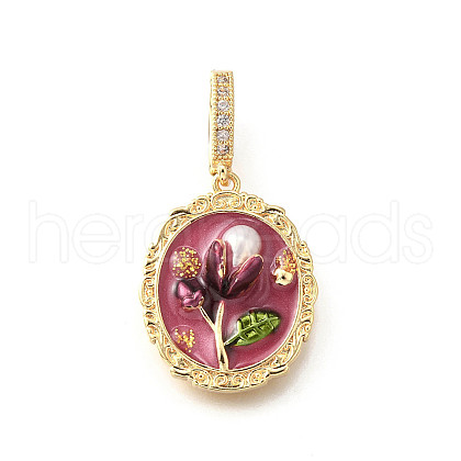 Brass Micro Pave Cubic Zirconia & Enamel Pendants KK-R222-13G-01-1