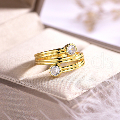 925 Sterling Sliver Pave Cubic Zirconia Geometric Finger Rings CC5596-2-1