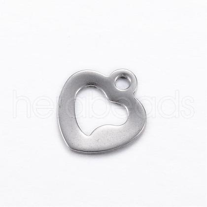 Tarnish Resistant 201 Stainless Steel Openn Heart Charms STAS-D445-086-1