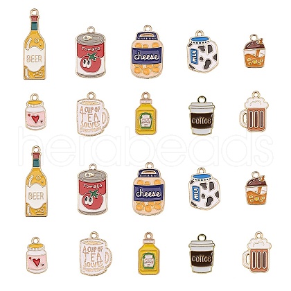 50Pcs 10 Styles Alloy Enamel Pendants PALLOY-CJ0001-158-1