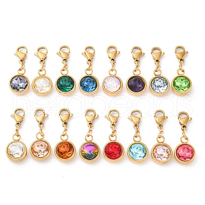 Ion Plating(IP) 304 Stainless Steel Rhinestone Pendants STAS-D301-26G-17-1