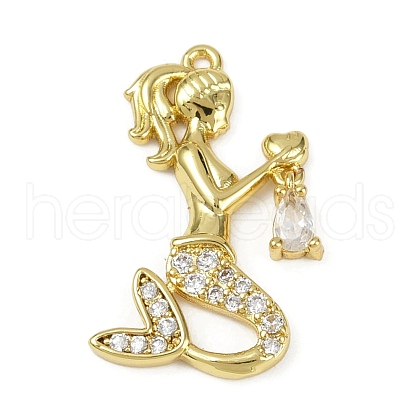 Brass Micro Pave Cubic Zirconia Pendants KK-M322-33G-1