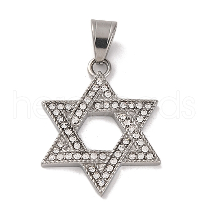 304 Stainless Steel Rhinestone Pendants STAS-U021-02P-1