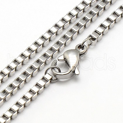 Tarnish Resistant Trendy Men's 304 Stainless Steel Box Chain Necklaces NJEW-M049-C-02-1
