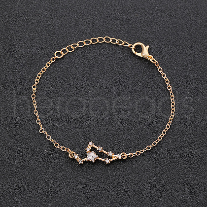 12 Constellations Alloy Rhinestone Link Bracelets WG43B2B-05-1