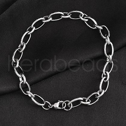 Tarnish Resistant Fashionable 304 Stainless Steel Engraved Vine Mother-son Chain Bracelets STAS-A028-B101P-1