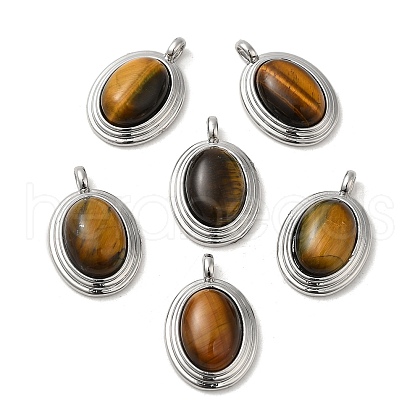 Natural Tiger Eye Pendants KK-M270-41P-01-1