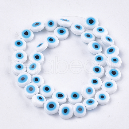 Handmade Evil Eye Lampwork Beads Strands X-LAMP-S191-02C-08-1