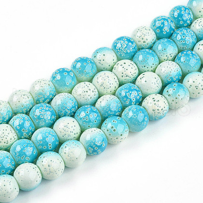 Transparent Baking Painted Glass Beads Strands DGLA-N009-10mm-05-1