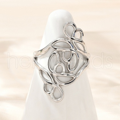 304 Stainless Steel Open Cuff Rings for Women RJEW-U061-02P-1