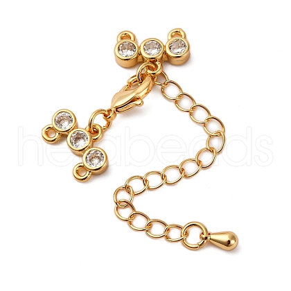 Brass Micro Pave Clear Cubic Zirconia Chain Extender KK-A214-35G-1