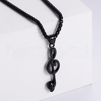 Retro Rock Punk Musical Note Stainless Steel Pendant Necklaces DP4604-3-1