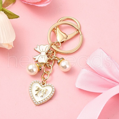 Heart & Bowknot Alloy Enamel Pendant Keychain KEYC-YW00133-01-1