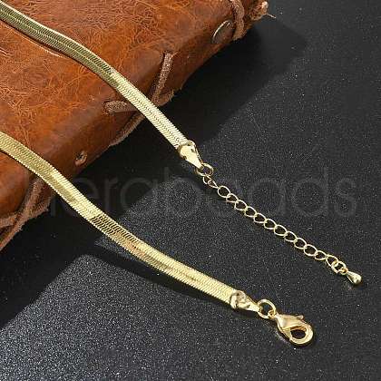 4mm Rack Plating Brass Herringbone Chain Necklaces for Women Men MAK-L044-16G-1