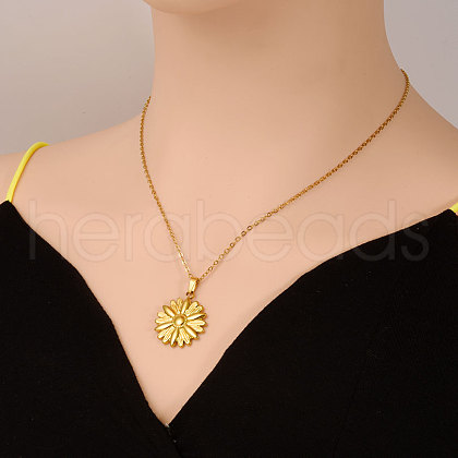 Stainless Steel Diasy Flower Pendantl Necklaces Women Fashion Minimalist Design Jewelry GH9926-2-1