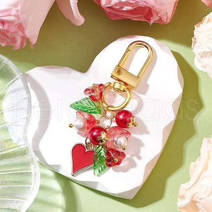 Heart Alloy Enamel Pendants Decoration HJEW-JM03010-1