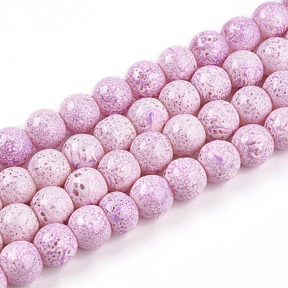 Transparent Baking Painted Glass Beads Strands DGLA-N009-10mm-02-1