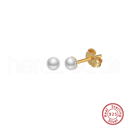 Mother's Day Jewellery Round Natural Pearl Stud Earrings EJEW-G411-03A-G-1