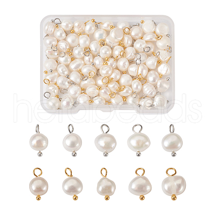 Craftdady 80Pcs 2 Colors Natural Cultured Freshwater White Pearl Charms PEAR-CD0001-03-1