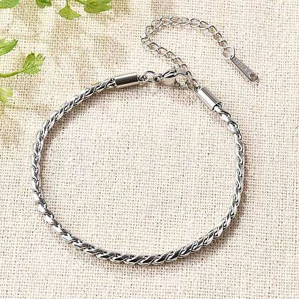 304 Stainless Steel Rope Chain Bracelets for Women BJEW-Q051-04P-1
