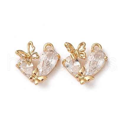 Brass Micro Pave Cubic Zirconia Charms KK-Z112-40G-02-1