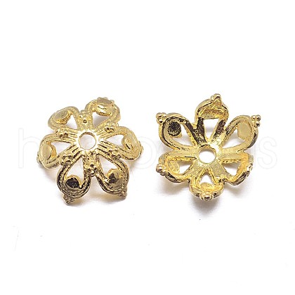 Real 18K Gold Plated 6-Petal 925 Sterling Silver Bead Caps STER-M100-26-1