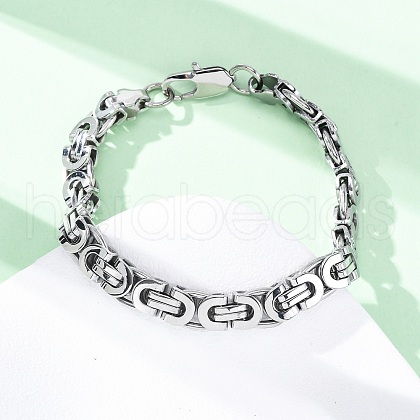 304 Stainless Steel Byzantine Chain Bracelets for Women Men BJEW-R018-22P-01-1
