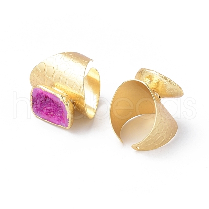 Natural Druzy Agate Cuff Rings RJEW-E167-01G-1