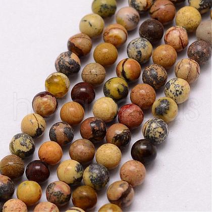 Natural Yellow Turquoise(Jasper) Beads Strands G-K146-02-3mm-1