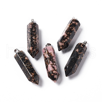 Natural Rhodonite Double Terminated Pointed Pendants G-G926-01P-10-1