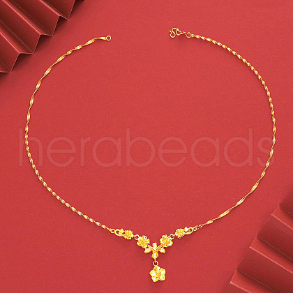 Brass Flower Pendant Necklaces for Wedding Jewelry FS-WGE7B04-01-1