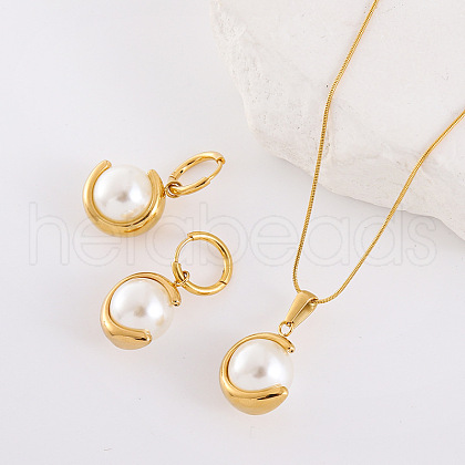 Stainless Steel Pendant Necklaces & Hoop Earrings Sets PO6215-3-1