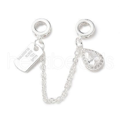 Brass Micro Pave Clear Cubic Zirconia Cable Chain European Beads KK-G531-07C-S-1