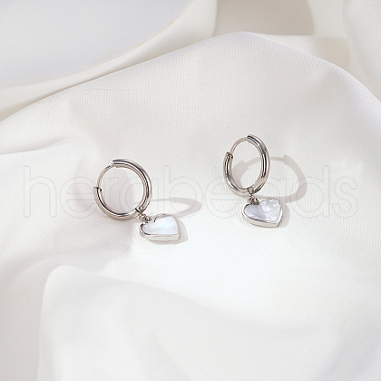 Stylish Heart Stainless Steel Hoop Earrings CL8045-1-1