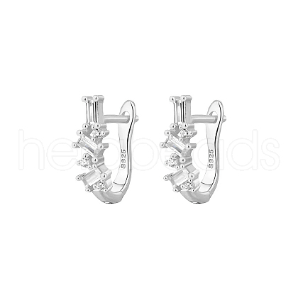 Elegant Geometric 925 Sterling Silver Cubic Zirconia Hoop Earrings TC0914-2-1