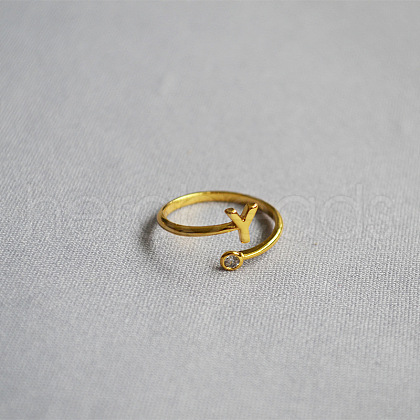 Brass Micro Pave Clear Cubic Zirconia Cuff Rings for Women WG54647-24-1