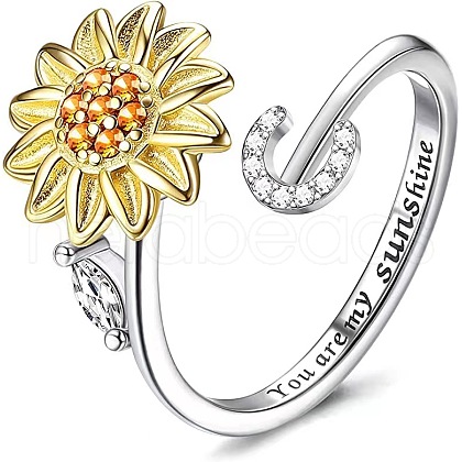 Adjustable Brass Rhinestone Rotating Cuff Rings FS-WG5B177-03-1