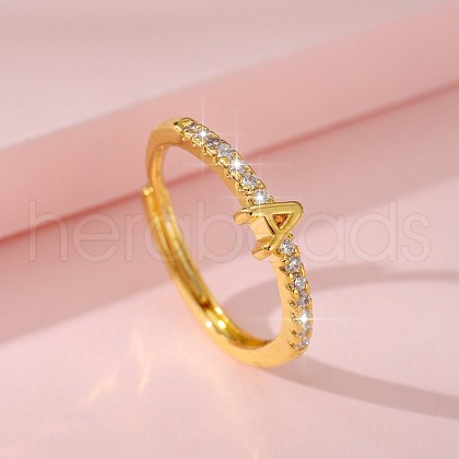 Adjustable Brass Micro Pave Clear Cubic Zirconia Finger Rings for Women FS-WG712C8-05-1