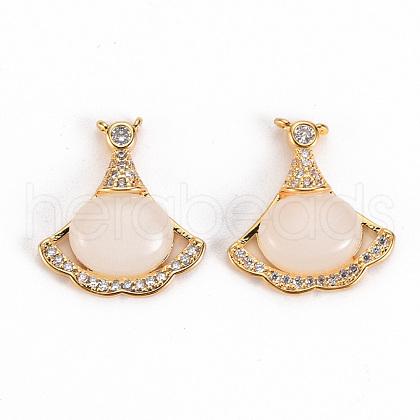 Brass Micro Pave Clear Cubic Zirconia Pendants Links KK-S356-284-NF-1