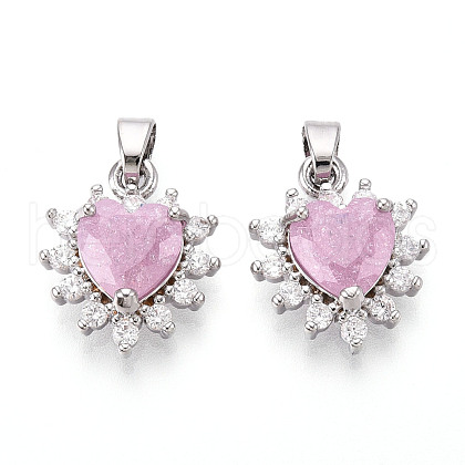 Brass Micro Pave Cubic Zirconia Pendants KK-N264-09P-1