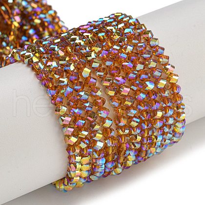 Electroplate Glass Beads Strands GLAA-Q105-04T-1