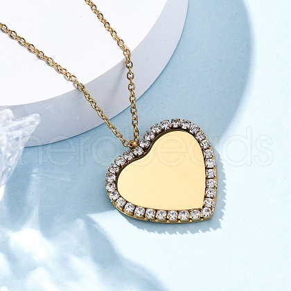304 Stainless Steel Micro Pave Cubic Zirconia Pendant Necklaces for Women NJEW-Z065-08G-04-1