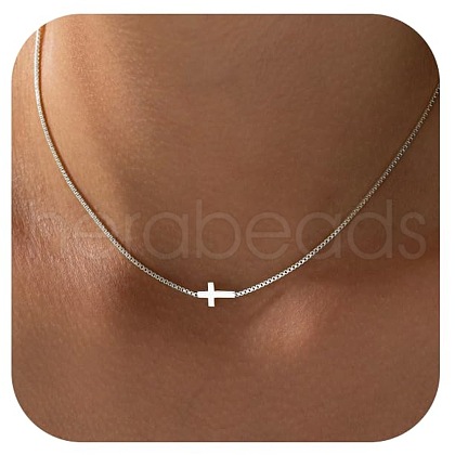 Sideways Cross Brass Pendant Necklaces for Women FS-WGED8DC-01-1