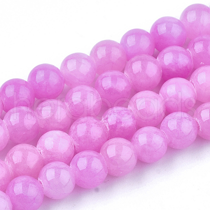 Natural Dyed Yellow Jade Gemstone Bead Strands X-G-R271-6mm-Y10-1